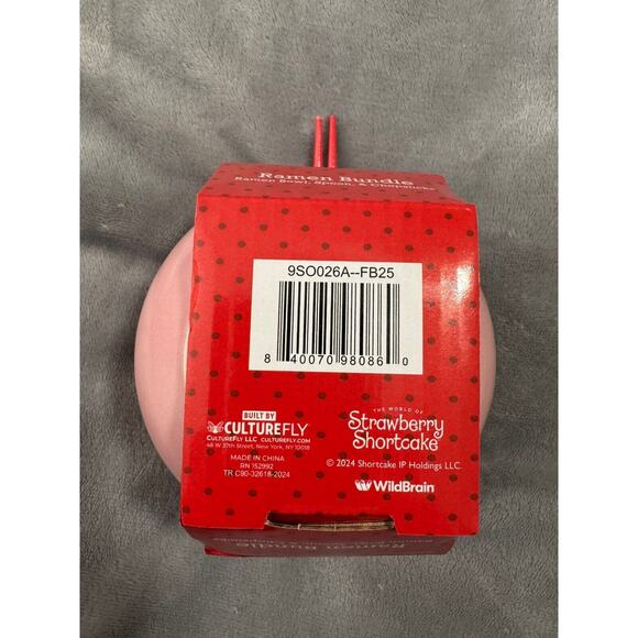 🔥Strawberry Shortcake Pink Ramen Noodle Bowl with a Spoon and Chopsticks BNWT🔥 - Picture 5 of 5